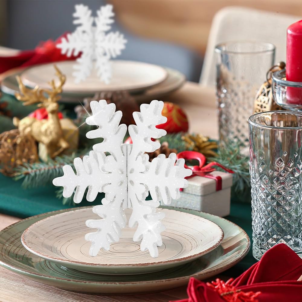 Amazon.com: COCHIE 6 Set Glitter Christmas Wooden Snowflake